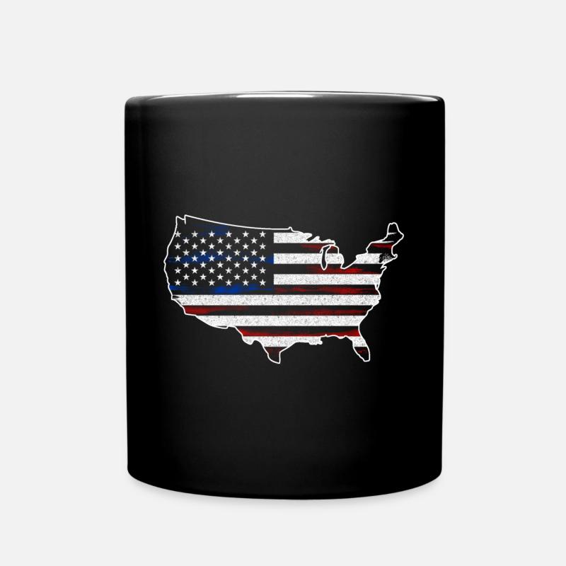 Stars and Stripes Map - Full Colour Mug - black