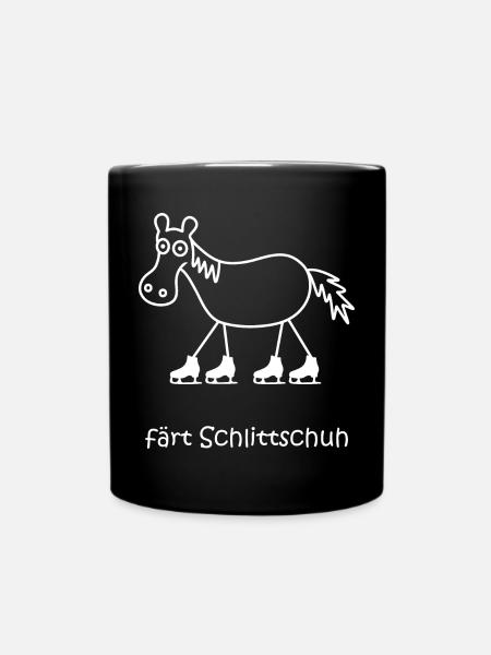 färt schlittschuh, Pferd, eislaufen, Wintersport - Tasse einfarbig - Schwarz