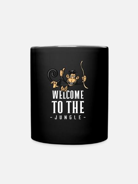 Jungle Monkey Bienvenue Design - Mug uni - noir