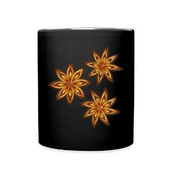 Drei leuchtende Sternanis - Gewürz und Heilpflanze - Tasse einfarbig - Schwarz - Vorne