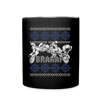 Braap Motorcycle Biker Ugly Christmas Motocross - Full Colour Mug - black - Front