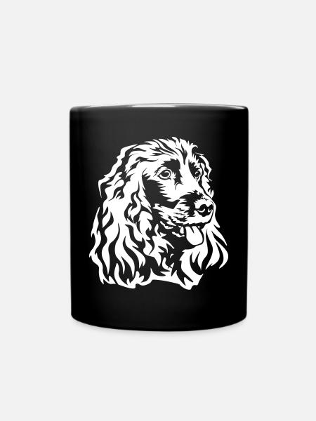 Cocker Spaniel head "Black Edition" - Full Colour Mug - black