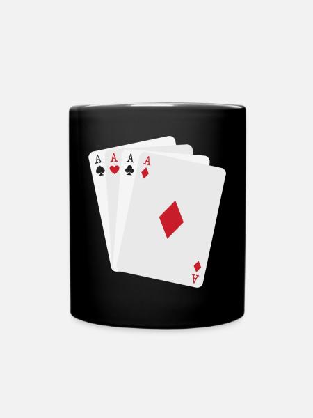 Four Minimalist Aces - Full Colour Mug - black