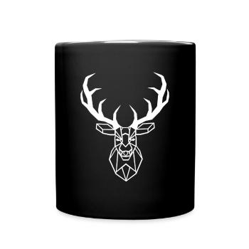 Weißer geometrischer Hirsch - Tasse einfarbig - Schwarz - Vorne