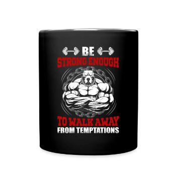 Gym Fitness Bodybuilder Muscle Building Motivation - Full Colour Mug - black - Front