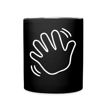 Emoji winken Skizze weiß - Tasse einfarbig - Schwarz - Vorne