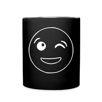 Emoji clin d’oeil croquis blanc - Mug uni - noir - Devant