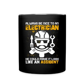 Elektriker Elektroniker Elektroinstallateur - Tasse einfarbig - Schwarz - Vorne