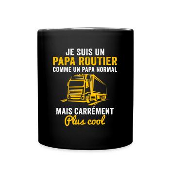 Je suis un papa routier cadeau routier chauffeur - Mug uni - noir - Devant