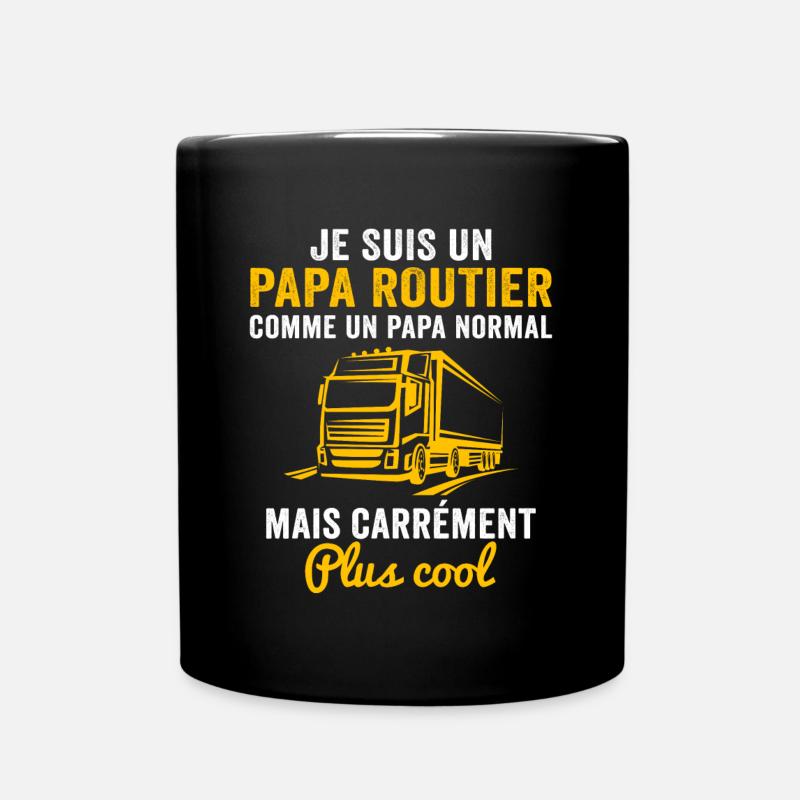 Je suis un papa routier cadeau routier chauffeur - Mug uni - noir