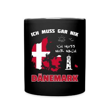 Dänemark Reisetraum mit Leuchtturm - Tasse einfarbig - Schwarz - Vorne