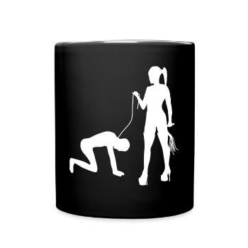 Mistress Dominatrix with slave - Full Colour Mug - black - Front