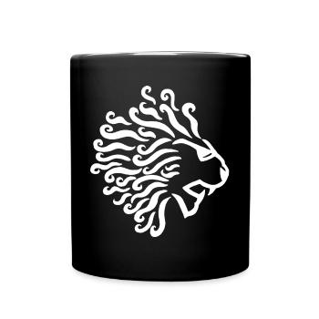 White lion and sunglasses - Full Colour Mug - black - Front
