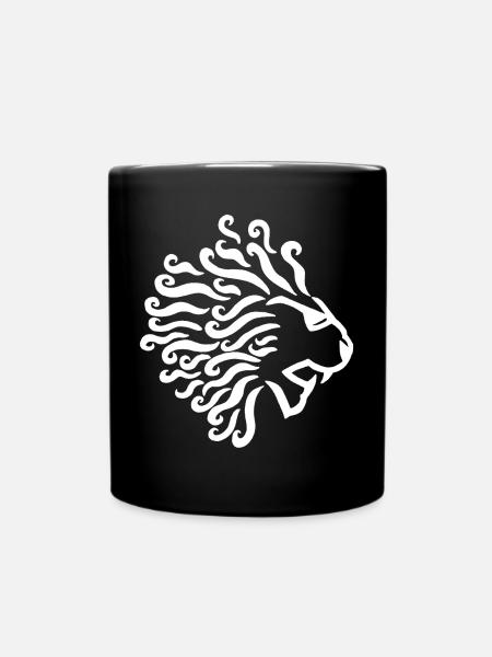 Weißer Löwe und Sonnenbrille - Tasse einfarbig - Schwarz