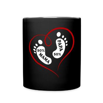 Schwanger Schwangerschaft 50 Mama Papa - Tasse einfarbig - Schwarz - Vorne