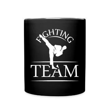 fighting team club martial arts karate club logo - Full Colour Mug - black - Front