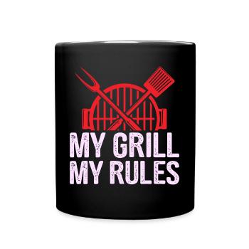 Mon barbecue mes règles - Mug uni - noir - Devant
