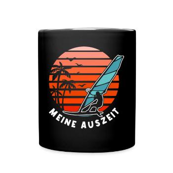 Meine Auszeit Windsurfing - Tasse einfarbig - Schwarz - Vorne