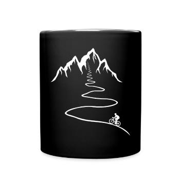 Vélo de route, Vélo, Montagne, Cycliste sur route, Route, Sentier - Mug uni - noir - Devant