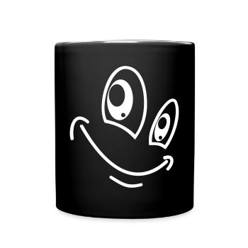Lustiges Gesicht - Tasse einfarbig - Schwarz - Vorne