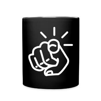 Du bist dran! Fingerzeig auf den Betrachter - Tasse einfarbig - Schwarz - Vorne