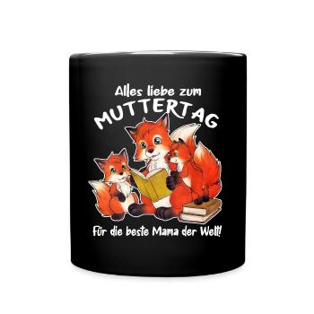 Fuchs Mama Muttertag Geschenk Fuchsliebhaber - Tasse einfarbig - Schwarz - Vorne