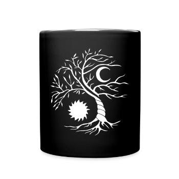 Tree of life white sun and moon - Full Colour Mug - black - Front