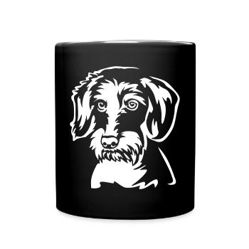 Dackel Kopf "BlackEdition" - Tasse einfarbig - Schwarz - Vorne