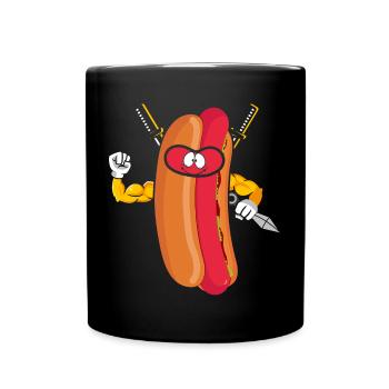 Hot Dog Ninja Karate Warrior Japan Geschenk - Tasse einfarbig - Schwarz - Vorne