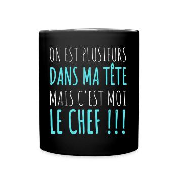 T shirt humour homme c 'est moi le chef cadeau - Mug uni - noir - Devant
