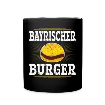 Bayrischer Burger Leberkäse Semmel Leberkas - Tasse einfarbig - Schwarz - Vorne