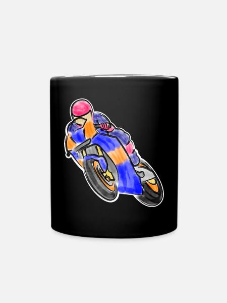 Wheelie beim Motorradrennen - Wasserfarben dunkel - Tasse einfarbig - Schwarz