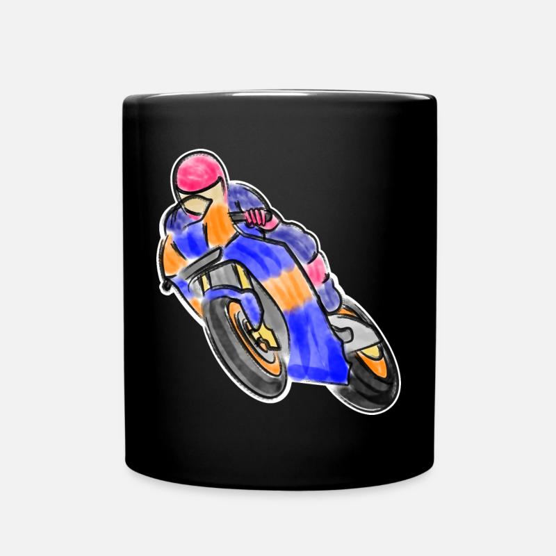 Wheelie beim Motorradrennen - Wasserfarben dunkel - Tasse einfarbig - Schwarz