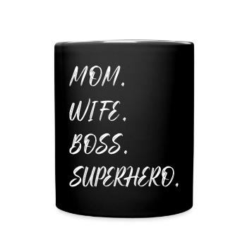 Mama Ehefrau Superheld - Tasse einfarbig - Schwarz - Vorne