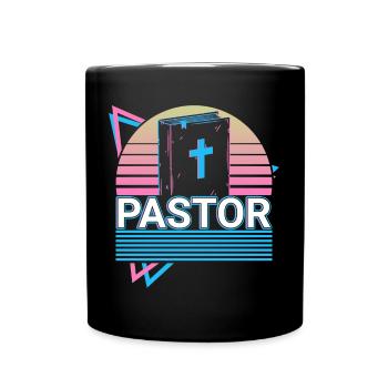 Pastor Christian Church Preacher Retro Gift - Full Colour Mug - black - Front