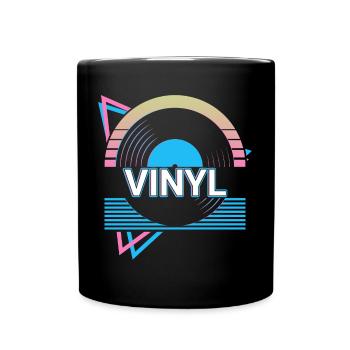 Schallplatte Retro Musik Retro Geschenk - Tasse einfarbig - Schwarz - Vorne