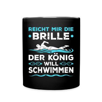 Schwimm Bademeister König Schwimmen - Tasse einfarbig - Schwarz - Vorne
