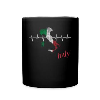 Italy heartbeat Italien - Tasse einfarbig - Schwarz - Vorne