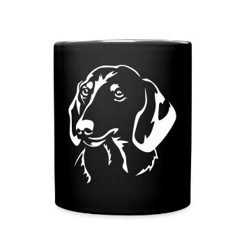 Dackel Kopf "Black Edition" - Tasse einfarbig - Schwarz - Vorne