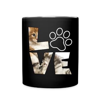 Niedliche Katzenliebe Illustration - Tasse einfarbig - Schwarz - Vorne