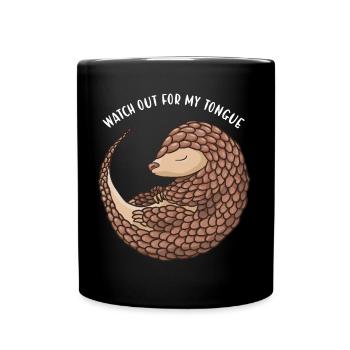 Watch Out For My Tongue Pangolin - Full Colour Mug - black - Front