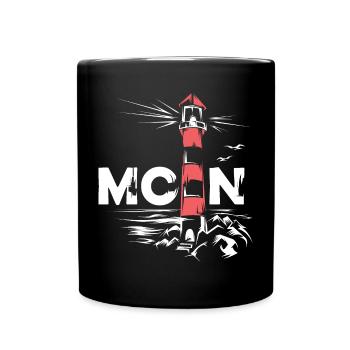 Leuchtturm Illustration Symbol moin Ostsee Nordsee - Tasse einfarbig - Schwarz - Vorne