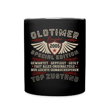 Oldtimer Jahrgang 2005 17. Geburtstag Geschenk Fun - Tasse einfarbig - Schwarz - Vorne