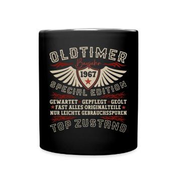 Oldtimer Jahrgang 1967 55. Geburtstag Geschenk Fun - Tasse einfarbig - Schwarz - Vorne
