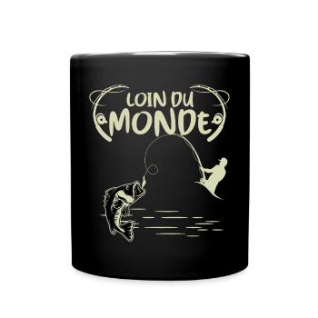 Pêcheur Loin Du Monde Humour Pêche - Mug uni - noir - Devant