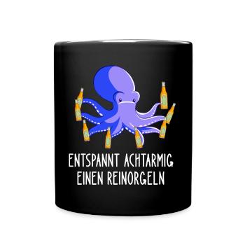 Entspannt Achtarmig einen reinorgeln Tintenfisch - Tasse einfarbig - Schwarz - Vorne