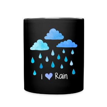 I love rain, raindrops, weather clouds, wet - Full Colour Mug - black - Front