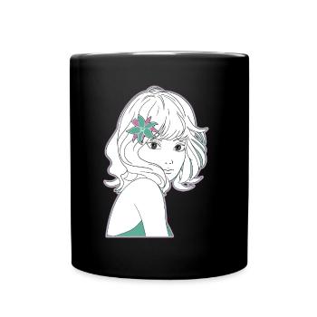 Manga Girl Anime - Tasse einfarbig - Schwarz - Vorne