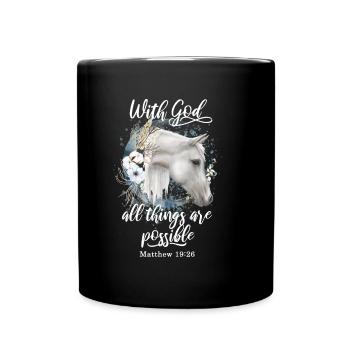 Citation chrétienne Cheval Motif Chevaux Cadeau - Mug uni - noir - Devant