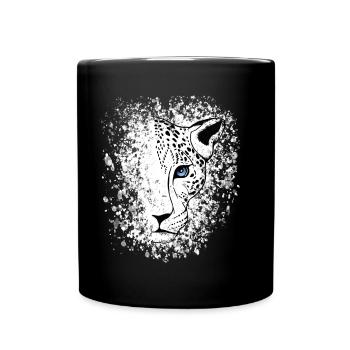 Snow Leopard Cool Big Cat - Full Colour Mug - black - Front